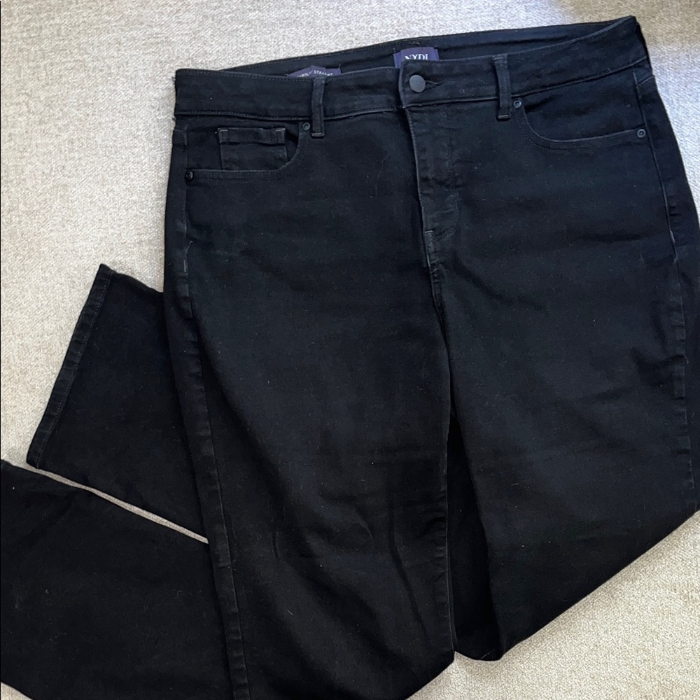 NYDJ Women's Black Straight Leg Jeans 14